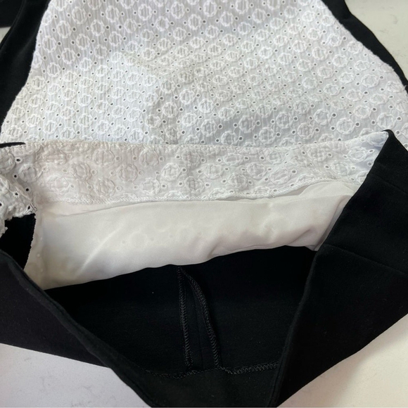 DIANE von FURSTENBERG DVF Fitted Dress White Eyelet Front Black Knit Back Sz 4 - Picture 15 of 16